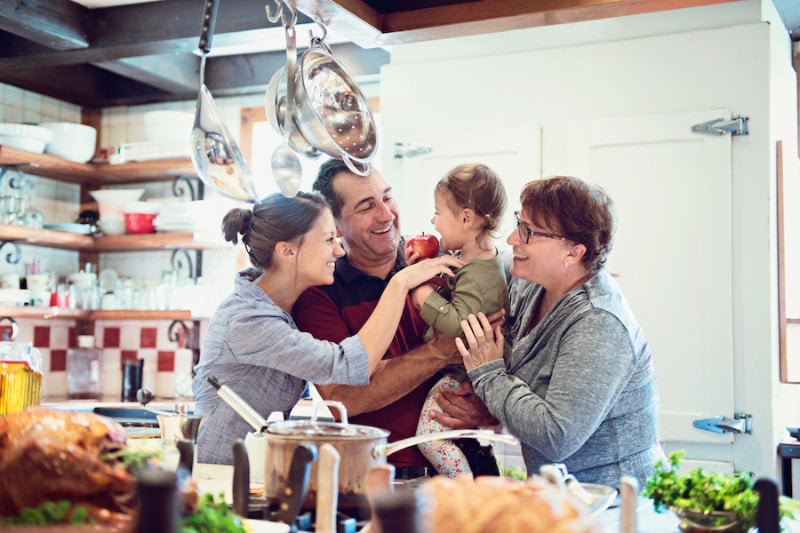 Happy family in a kitchen, Dean's Shop.